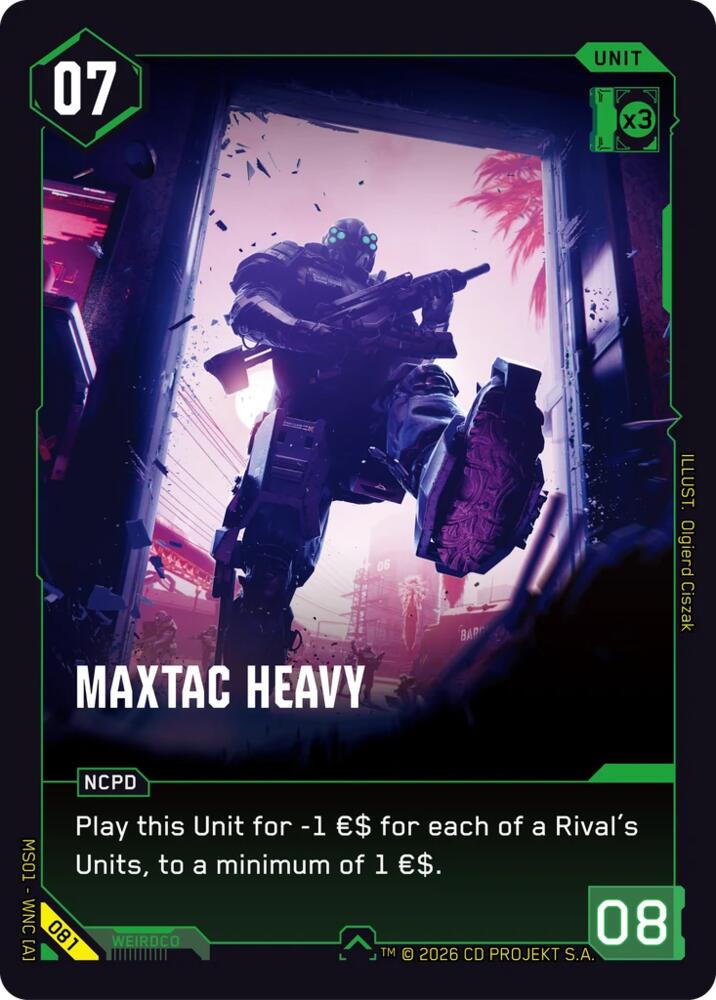MaxTac Heavy (Welcome to Night City - Retail) — Cyberpunk TCG card