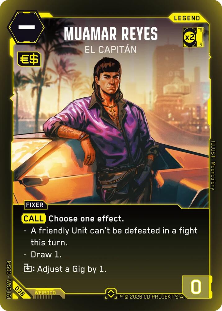 Muamar Reyes - El Capitan (Welcome to Night City - Retail) — Cyberpunk TCG card