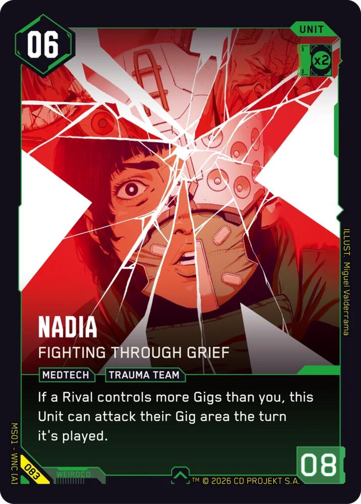 Nadia - Fighting Through Grief (Welcome to Night City - Retail) — Cyberpunk TCG card