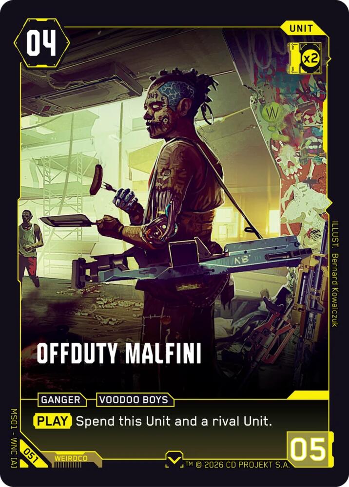 Offduty Malfini (Welcome to Night City - Retail) — Cyberpunk TCG card