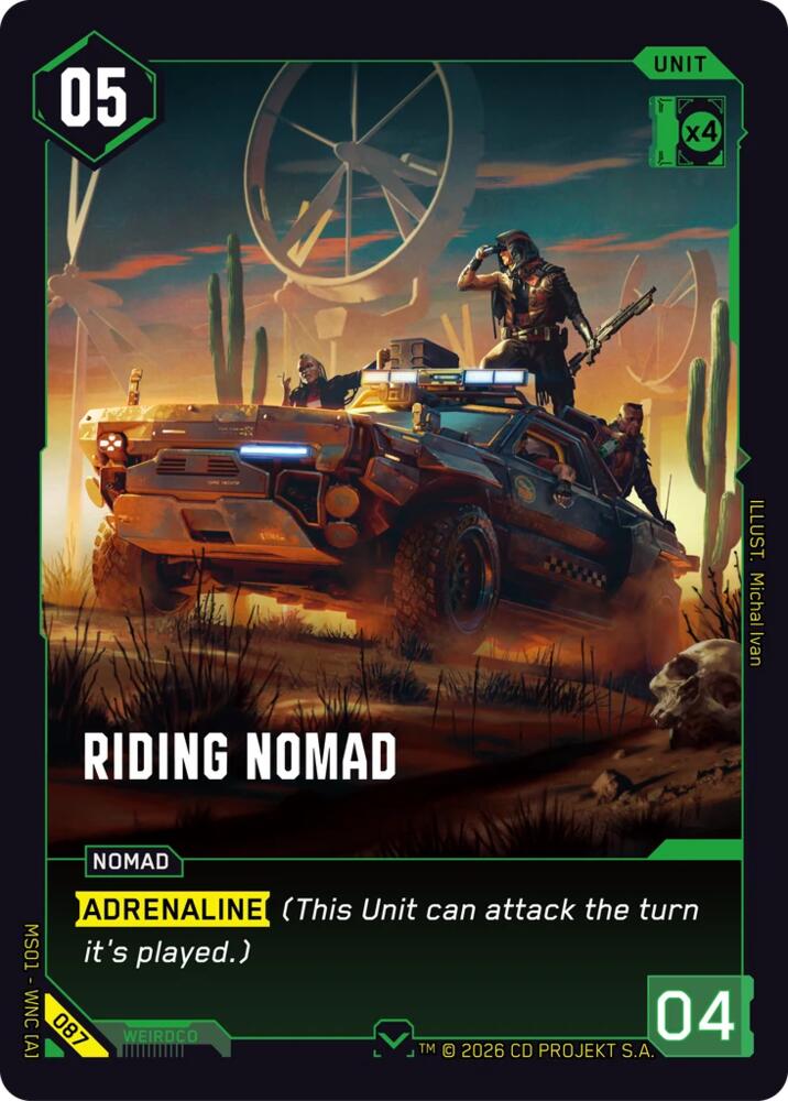 Riding Nomad (Welcome to Night City - Retail) — Cyberpunk TCG card