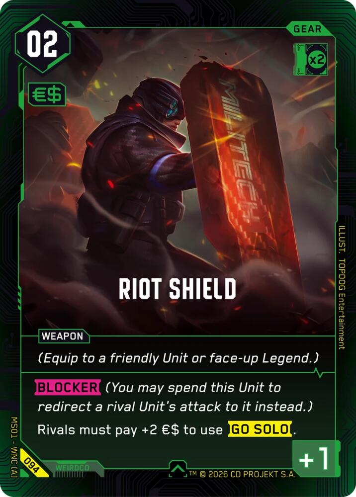 Riot Shield (Welcome to Night City - Retail) — Cyberpunk TCG card