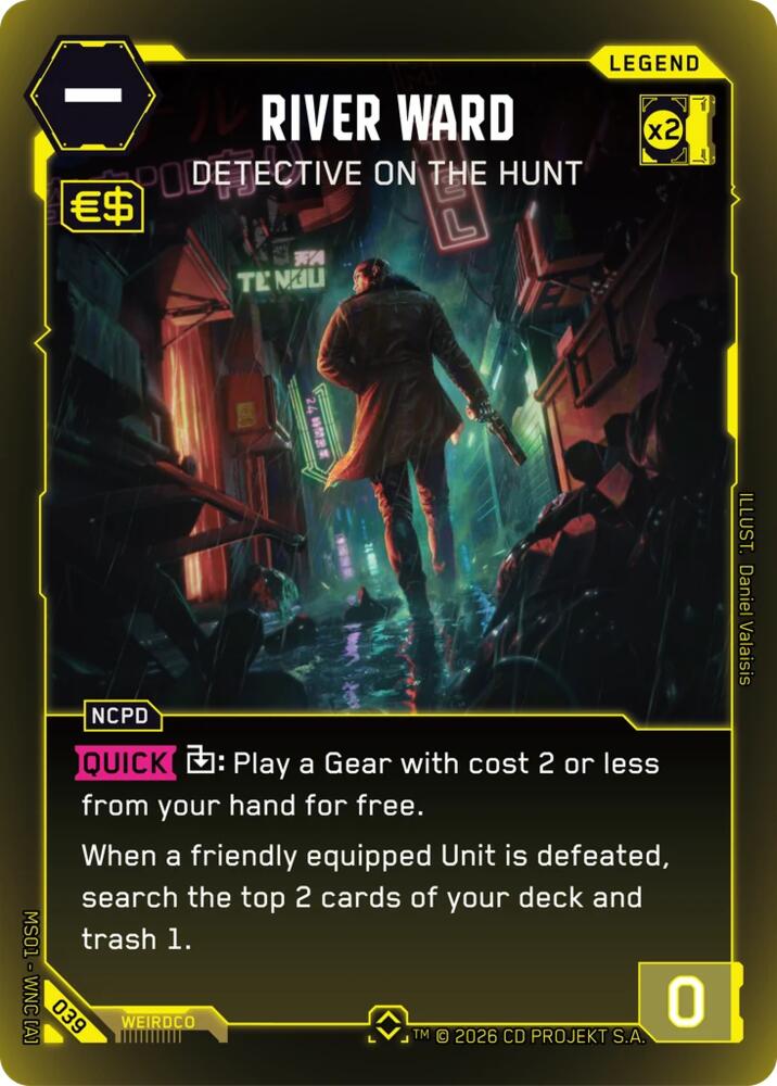 River Ward - Detective on the Hunt (Welcome to Night City - Retail) — Cyberpunk TCG card