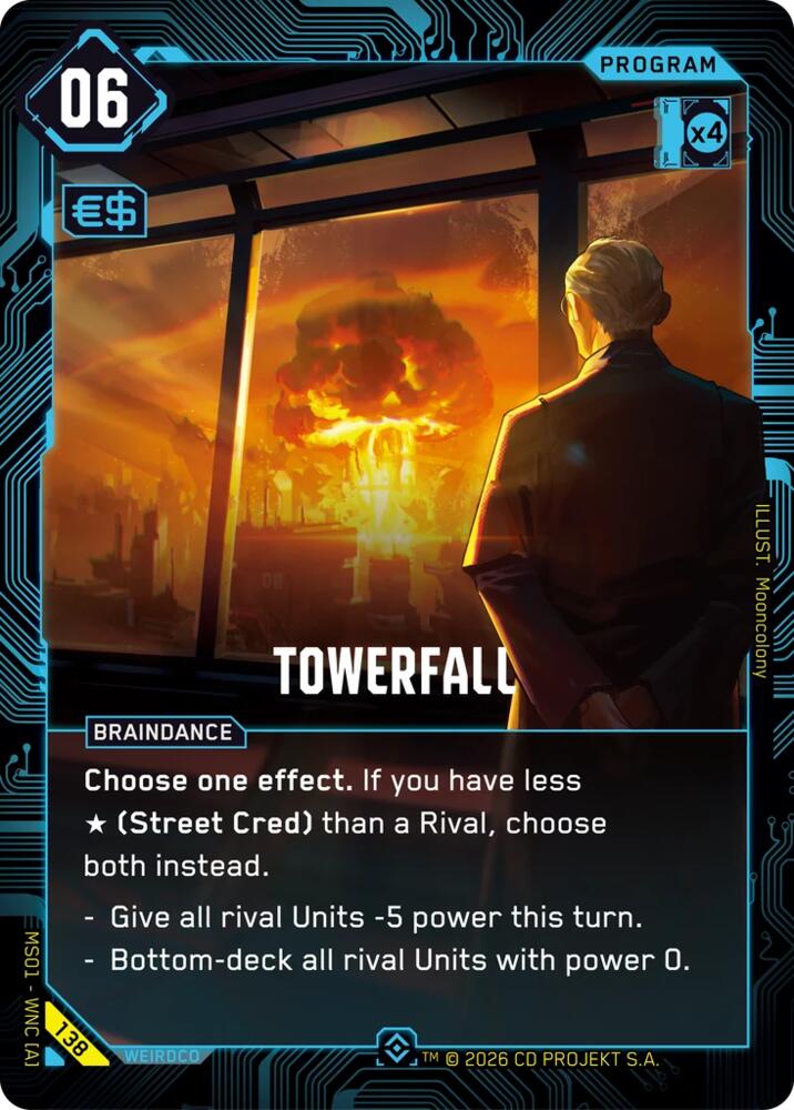 Towerfall (Welcome to Night City - Retail) — Cyberpunk TCG card