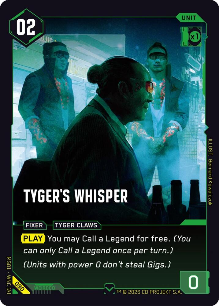 Tyger's Whisper (Welcome to Night City - Retail) — Cyberpunk TCG card