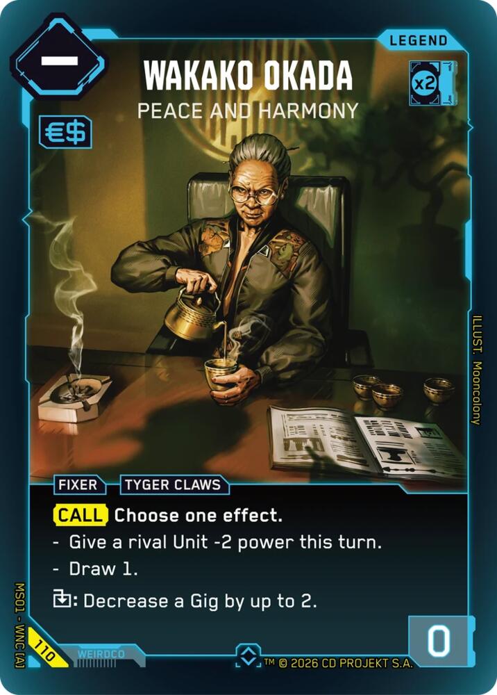 Wakako Okada - Peace and Harmony (Welcome to Night City - Retail) — Cyberpunk TCG card