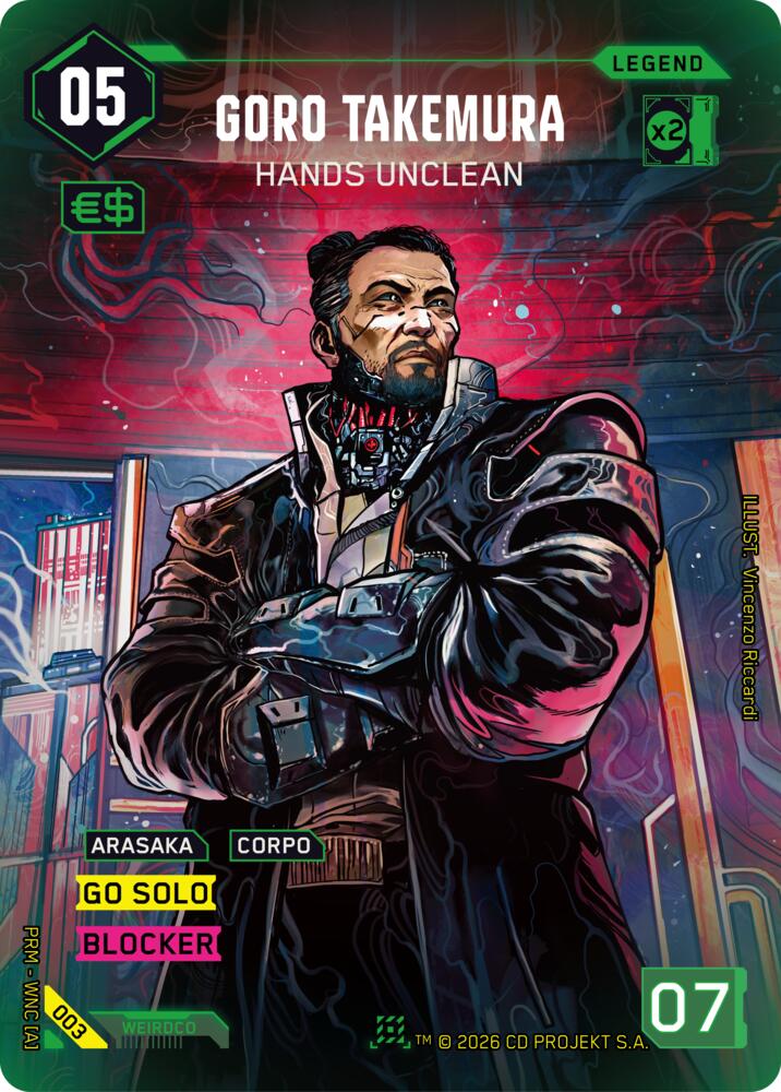 Goro Takemura - Hands Unclean (Box Toppers - Retail) — Cyberpunk TCG card
