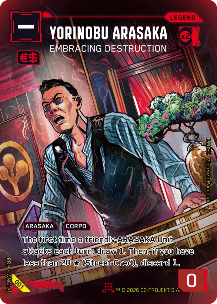 Yorinobu Arasaka - Embracing Destruction (Box Toppers - Retail) — Cyberpunk TCG card