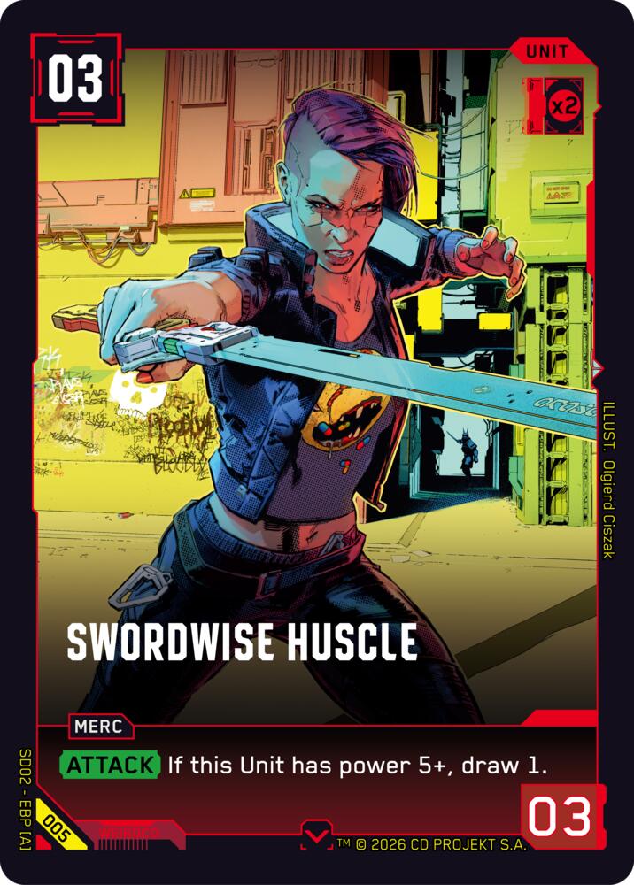 Swordwise Huscle (Embracing Power - Retail Starter Deck) — Cyberpunk TCG card