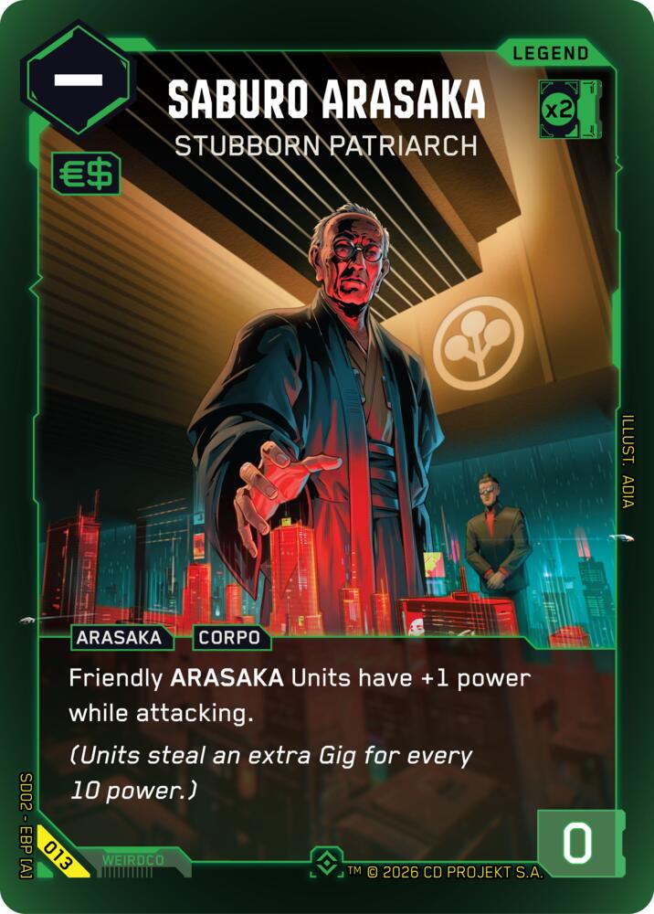 Saburo Arasaka - Stubborn Patriarch (Embracing Power - Retail Starter Deck) — Cyberpunk TCG card