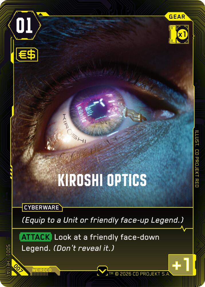 Kiroshi Optics (The Heist - Retail Starter Deck) — Cyberpunk TCG card