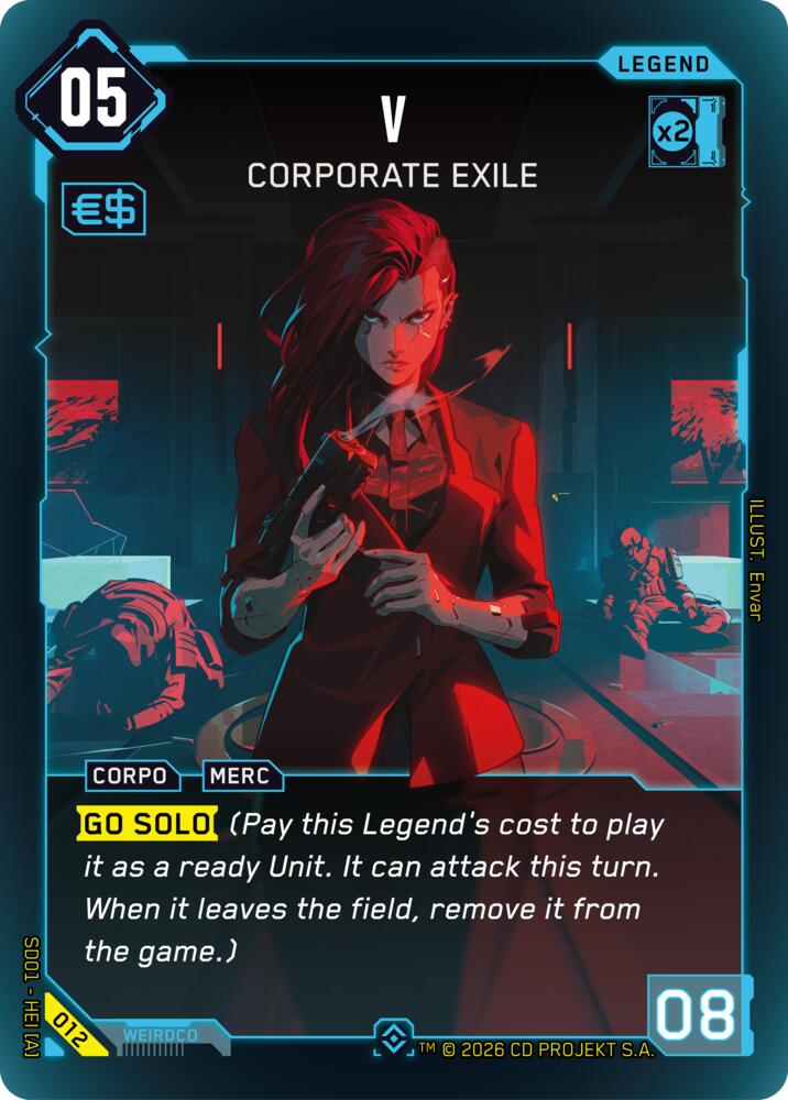 V - Corporate Exile (The Heist - Retail Starter Deck) — Cyberpunk TCG card