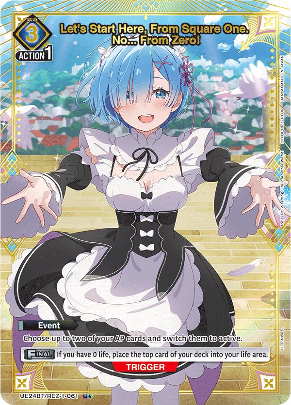 Let's Start Here, From Square One. No... From Zero! (UE24BT: Re:ZERO -Starting Life in Another World-) — Union Arena card