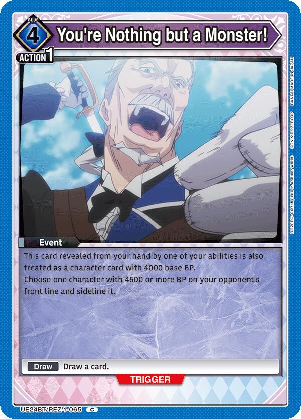 You're Nothing but a Monster! (UE24BT: Re:ZERO -Starting Life in Another World-) — Union Arena card