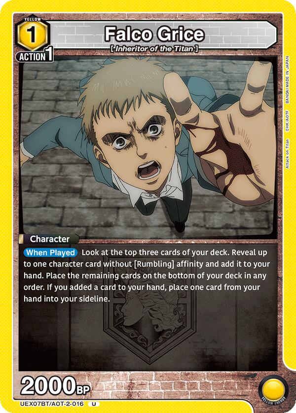 Falco Grice (016) (UEX07BT: Attack on Titan Vol. 2) — Union Arena card