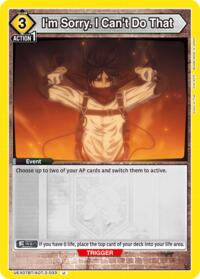 I'm Sorry. I Can't Do That - Union Arena UEX07BT: Attack on Titan Vol. 2 trading card