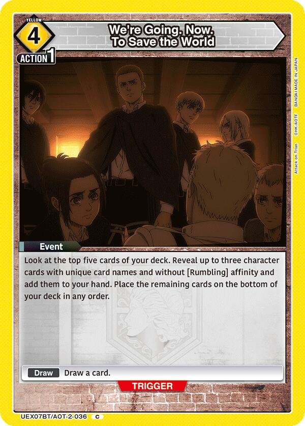 We're Going. Now. To Save the World (UEX07BT: Attack on Titan Vol. 2) — Union Arena card