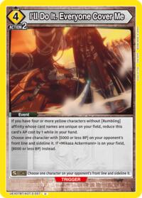 I'll Do It. Everyone Cover Me - Union Arena UEX07BT: Attack on Titan Vol. 2 trading card