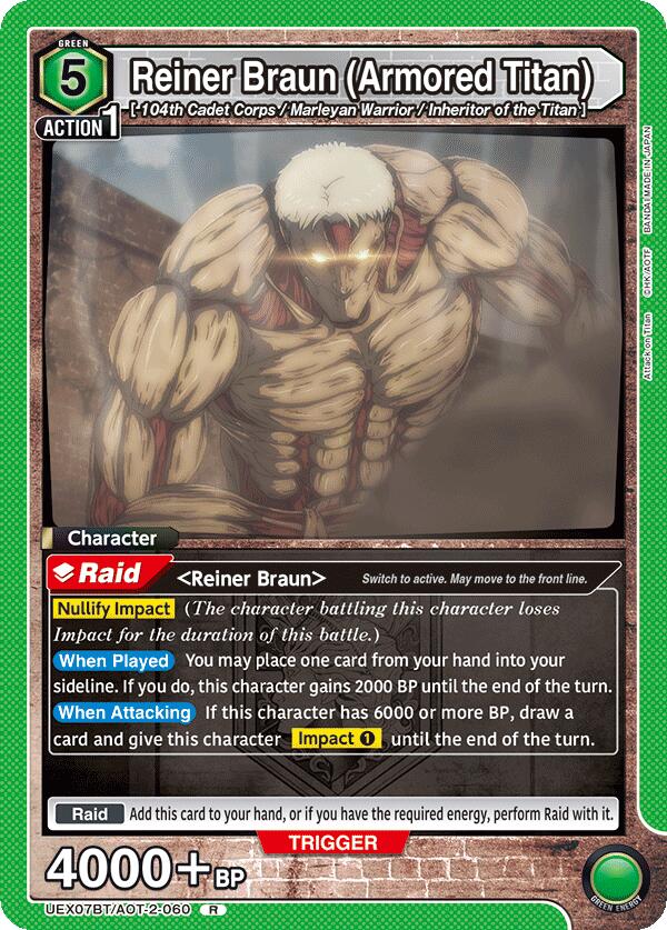Reiner Braun (Armored Titan) (060) (UEX07BT: Attack on Titan Vol. 2) — Union Arena card