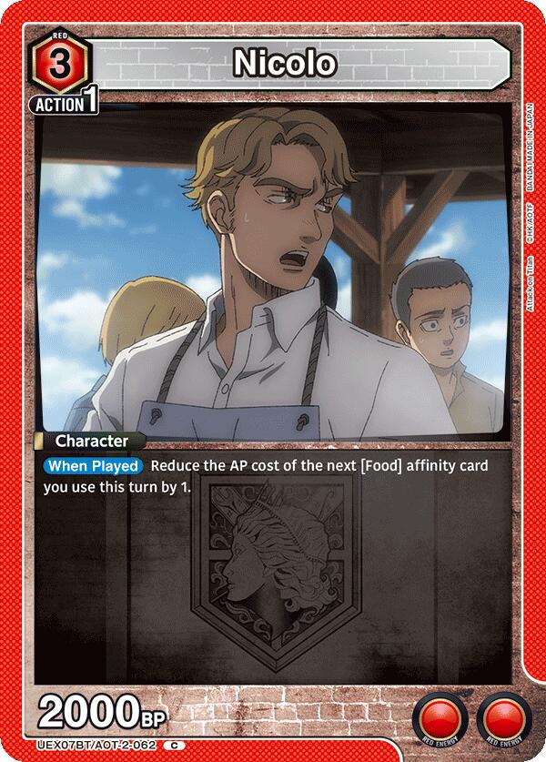 Nicolo (UEX07BT: Attack on Titan Vol. 2) — Union Arena card