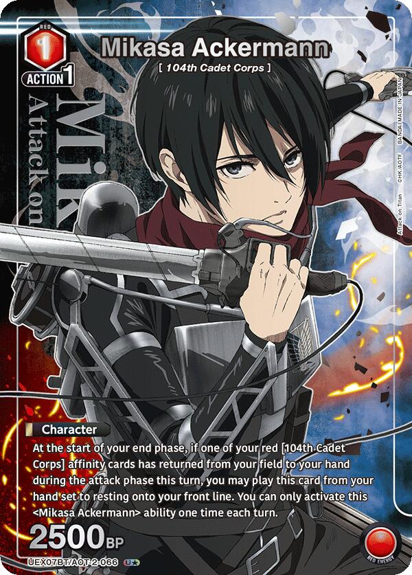 Mikasa Ackermann (066) (UEX07BT: Attack on Titan Vol. 2) — Union Arena card