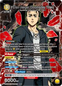 Eren Jaeger (Doomsday Titan) (Box Topper Silver Foil) - Union Arena UEX07BT: Attack on Titan Vol. 2 trading card