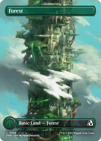 Forest (Borderless) from FRA #395, Magic: The Gathering card