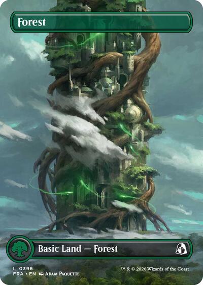 Forest (Borderless) from FRA #396, Magic: The Gathering card