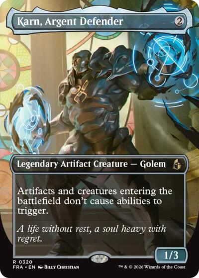 Karn, Argent Defender (Borderless) from FRA #320, Magic: The Gathering card