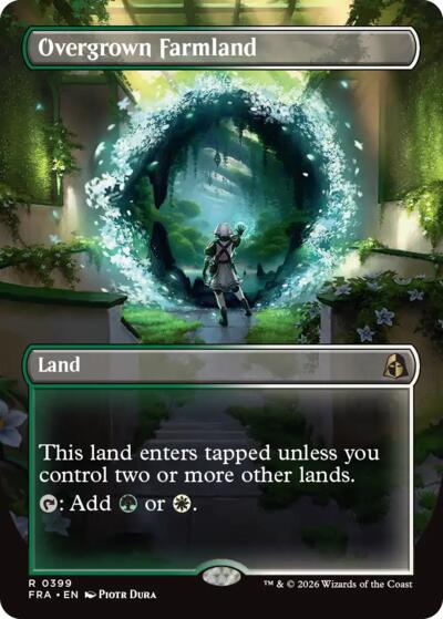 Overgrown Farmland (Borderless) from FRA #399, Magic: The Gathering card