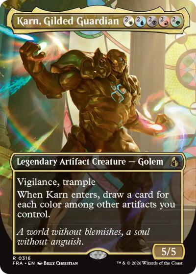 Karn, Gilded Guardian (Borderless) from FRA #316, Magic: The Gathering card