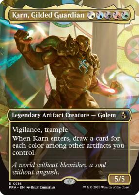 Karn, Gilded Guardian (Borderless) #316 – Reality Fracture (Rare)