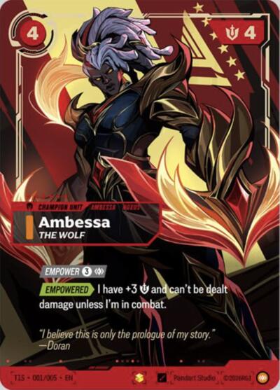 Ambessa, The Wolf (T1 Worlds Champion Signature Edition Bundle) – Riftbound Promotional Cards #T1S 001/005 Riftbound: LoL TCG card