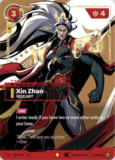 Xin Zhao, Vigilant (T1 Worlds Champion Signature Edition Bundle) – Riftbound Promotional Cards #T1S 002/005 Riftbound: LoL TCG card