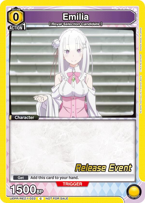 Emilia (022) (UE24BT: Re:ZERO -Starting Life in Another World- Release Event Cards) — Union Arena card