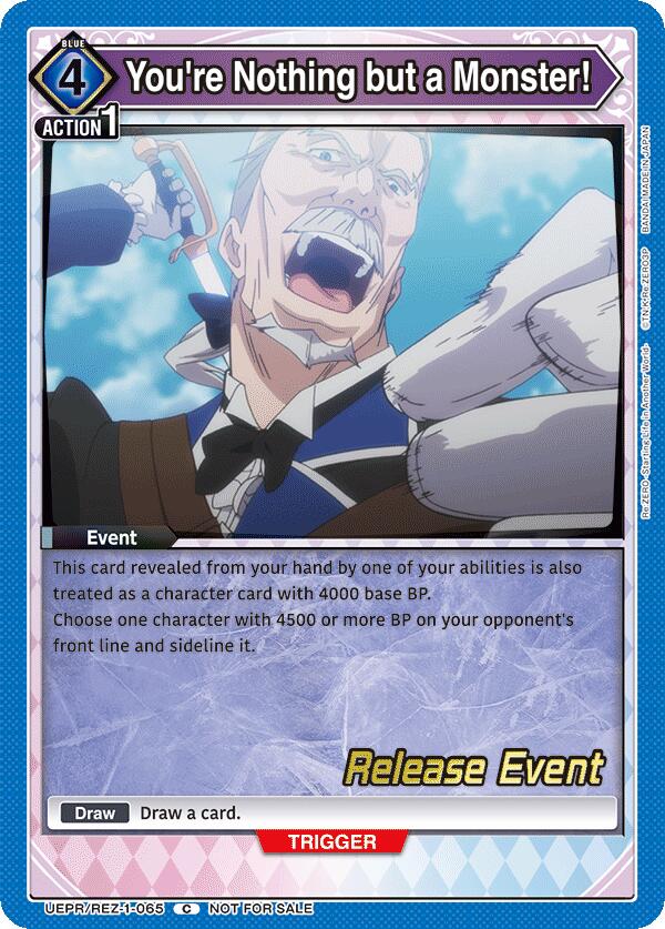 You're Nothing but a Monster! (UE24BT: Re:ZERO -Starting Life in Another World- Release Event Cards) — Union Arena card
