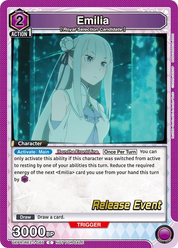 Emilia (085) (UE24BT: Re:ZERO -Starting Life in Another World- Release Event Cards) — Union Arena card
