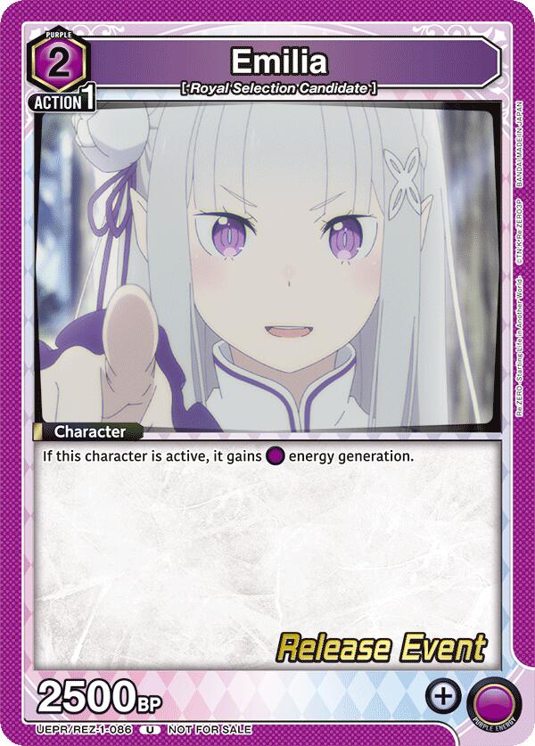 Emilia (086) (UE24BT: Re:ZERO -Starting Life in Another World- Release Event Cards) — Union Arena card