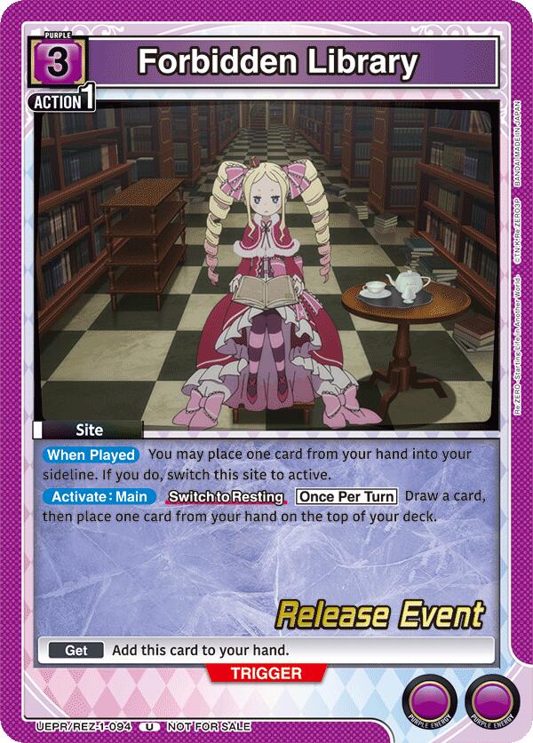 Forbidden Library (UE24BT: Re:ZERO -Starting Life in Another World- Release Event Cards) — Union Arena card