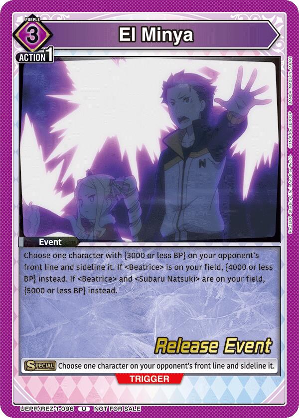 El Minya (UE24BT: Re:ZERO -Starting Life in Another World- Release Event Cards) — Union Arena card