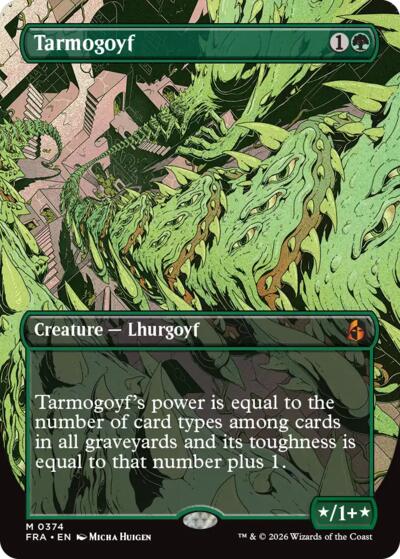 Tarmogoyf (Borderless) from FRA #374, Magic: The Gathering card