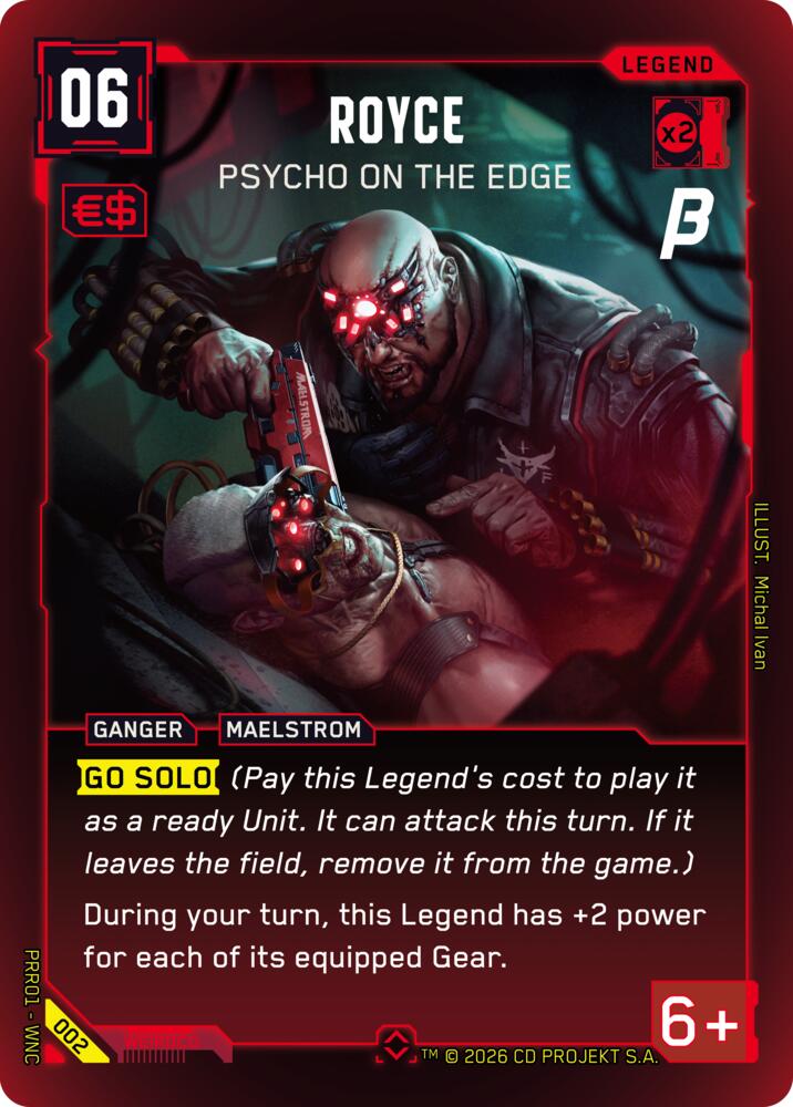 Royce - Psycho on the Edge (Pre-Release Beta) — Cyberpunk TCG card