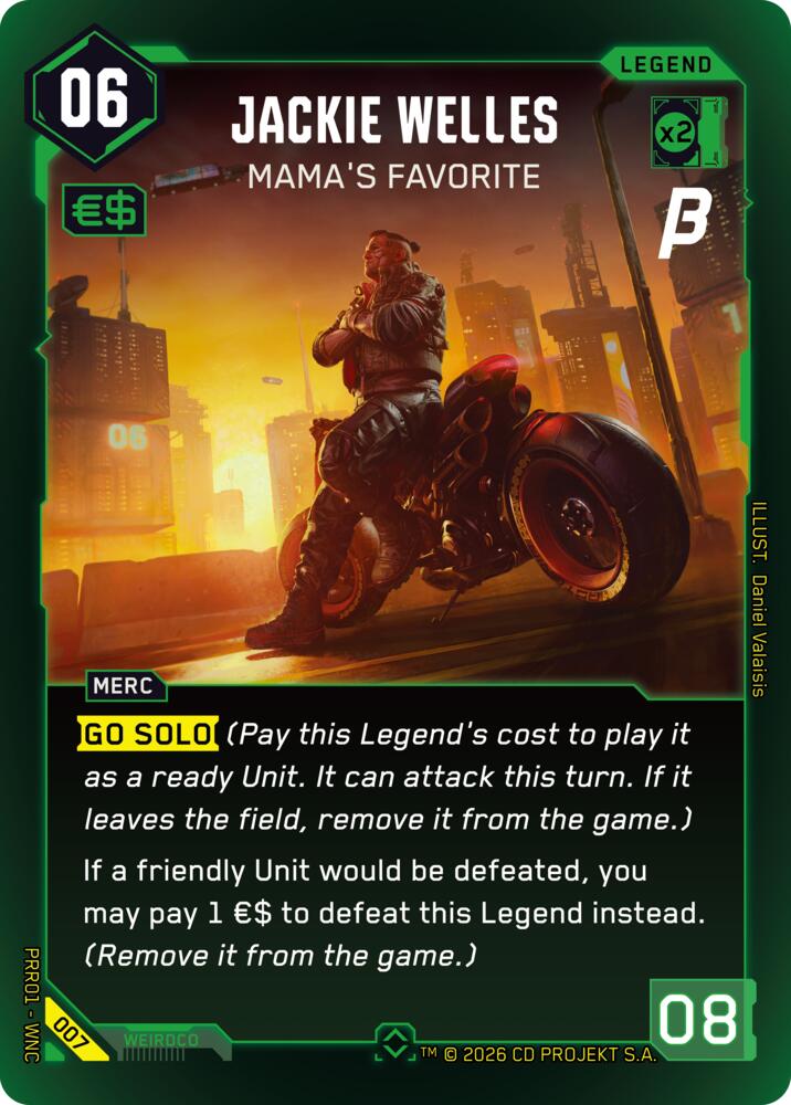 Jackie Welles - Mama's Favorite (Pre-Release Beta) — Cyberpunk TCG card