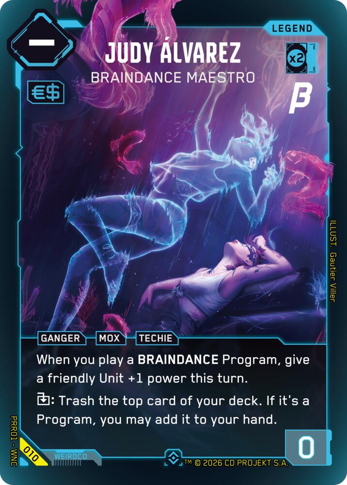 Judy Alvarez - Braindance Maestro (Pre-Release Beta) — Cyberpunk TCG card
