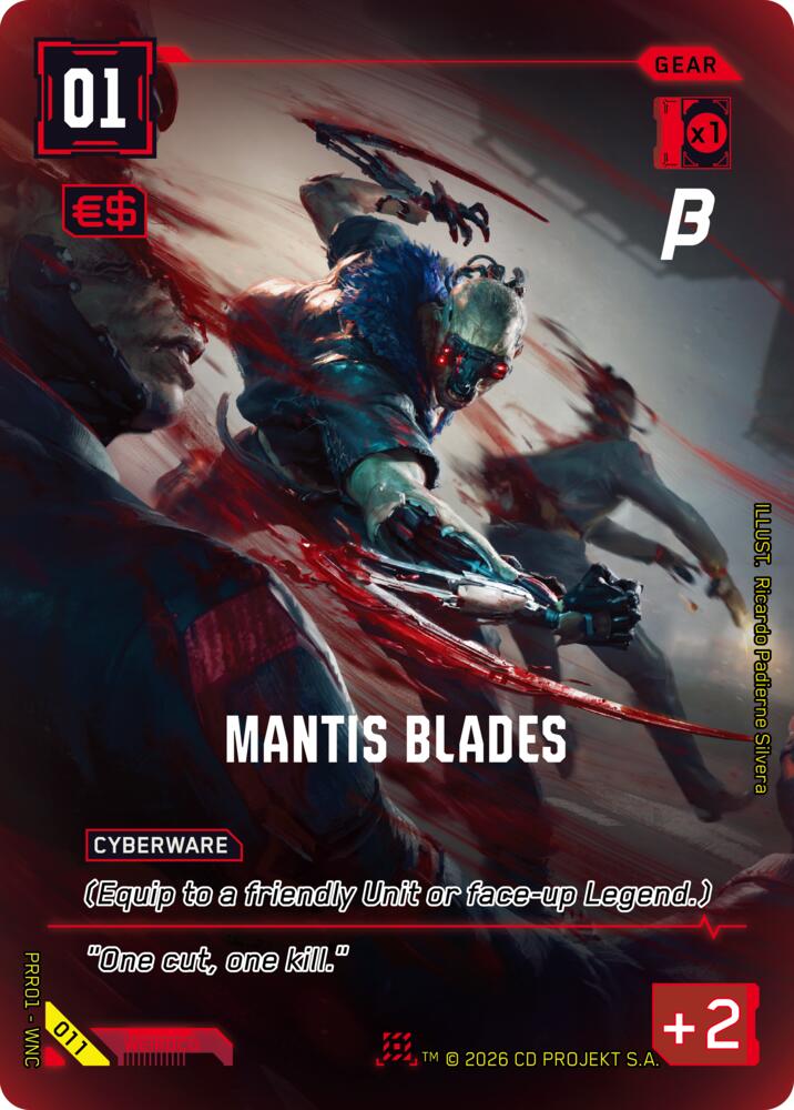 Mantis Blades (Pre-Release Beta) — Cyberpunk TCG card