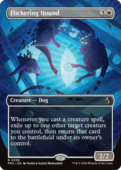 Flickering Hound (Borderless) from FRA #359, Magic: The Gathering card