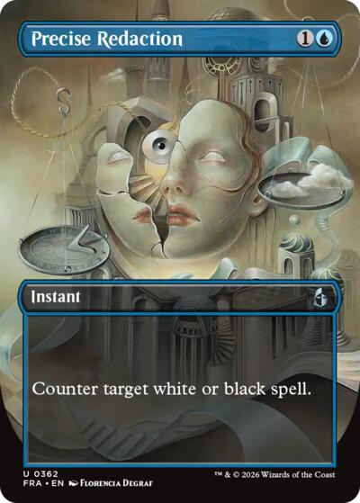 Precise Redaction (Borderless) from FRA #362, Magic: The Gathering card