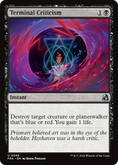 Terminal Criticism from FRA #68, Magic: The Gathering card