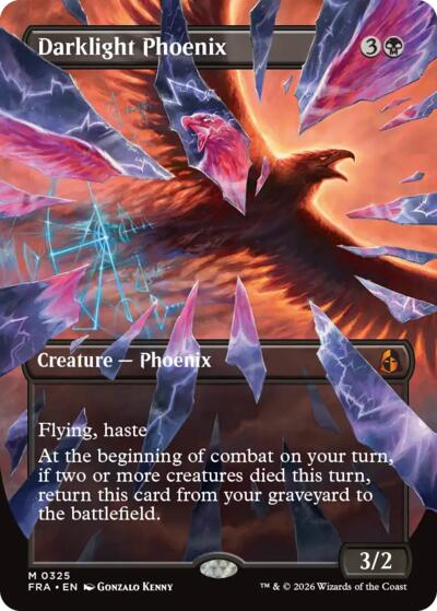 Darklight Phoenix (Borderless) from FRA #325, Magic: The Gathering card
