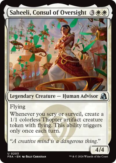 Saheeli, Consul of Oversight from FRA #203, Magic: The Gathering card